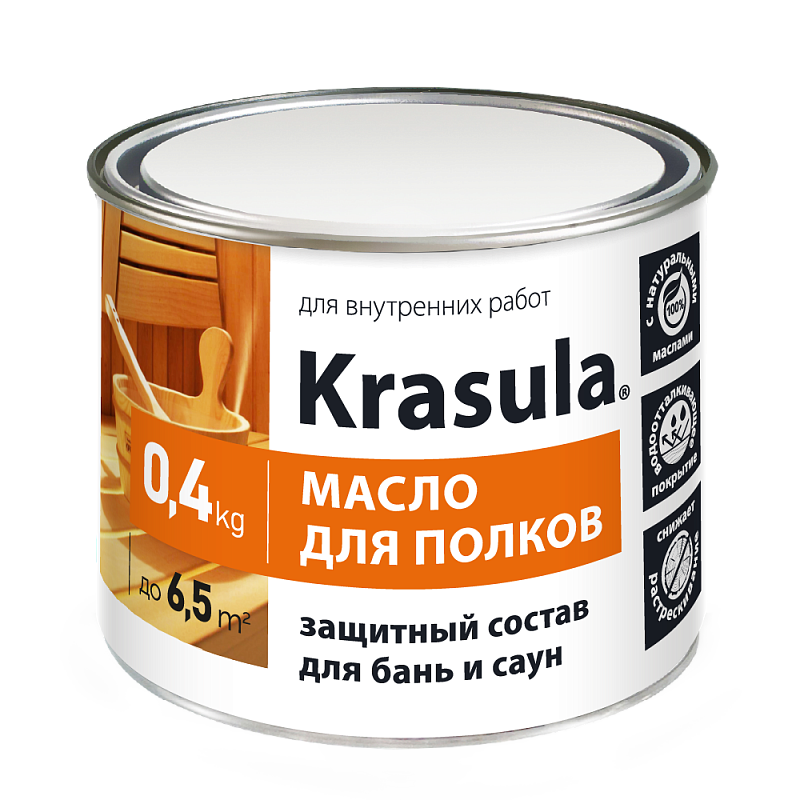 Защитный состав для бань и саун «KRASULA масло для полков»